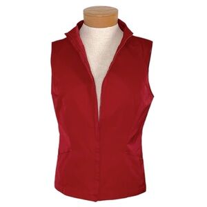 Lafayette 148 New York S Zip Up Outerwear Windbreaker Vest Red Sporty Chic $499